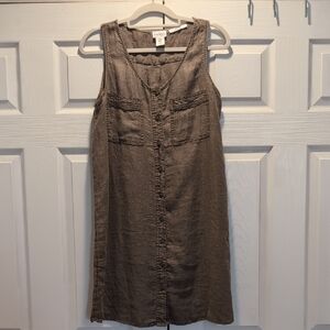 Nicole Miller Olive Green Linen Dress - Size Medium